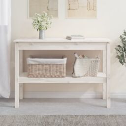 Berkfield Home Console Table White 110x40x75 cm Solid Wood Pine - Size: 110 x 40 x 75 cm - thumbnail 1