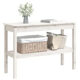 Berkfield Home Console Table White 110x40x75 cm Solid Wood Pine - Size: 110 x 40 x 75 cm - thumbnail 3