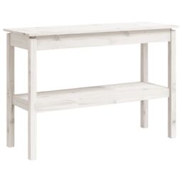 Berkfield Home Console Table White 110x40x75 cm Solid Wood Pine - Size: 110 x 40 x 75 cm - thumbnail 2