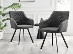 FurnitureboxUK Carson White Marble Effect Dining Table & 6 Falun Black Leg Chairs in Dark Grey - thumbnail 3