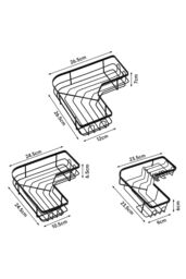 Living and Home 3Pcs Corner Shower Caddy Set with Wall Stickers in Black - thumbnail 2