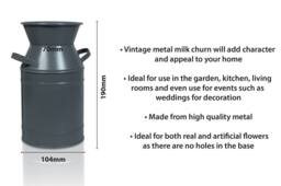 St Helens Vintage Metal Milk Churn Planter Grey - thumbnail 2