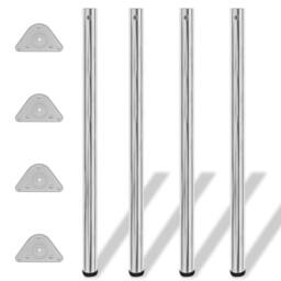 Berkfield Home 4 Height Adjustable Table Legs Chrome 1100 mm in Silver - thumbnail 2