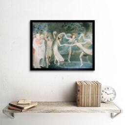 "Artery8 William Blake Oberon Titania Puck Fairies Dancing Framed Art Print in Blue - Size: W12"" x H16""" - thumbnail 2