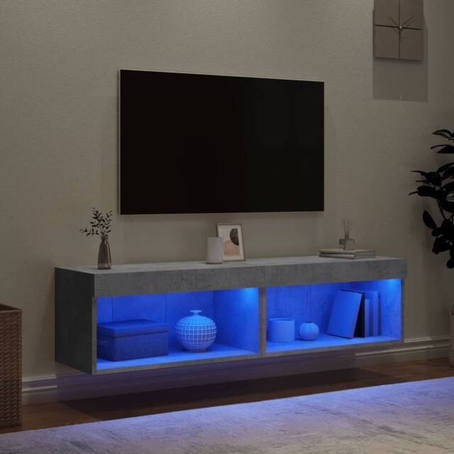 Berkfield Home TV Cabinets with LED Lights 2 pcs Concrete Grey 60x30x30 cm - Size: 60 x 30 x 30 cm - image 1