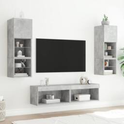 Berkfield Home TV Cabinets with LED Lights 2 pcs Concrete Grey 60x30x30 cm - Size: 60 x 30 x 30 cm - thumbnail 4