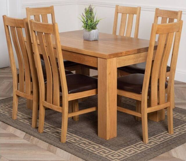 Thats Furniture Dakot 127 x 82cm Oak Small Dining Table & 6 Princeton Chairs in Brown - Size: 127 x 82 cm - image 1