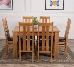 Thats Furniture Dakot 127 x 82cm Oak Small Dining Table & 6 Princeton Chairs in Brown - Size: 127 x 82 cm - thumbnail 2