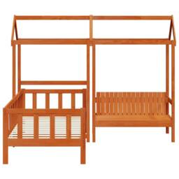 Berkfield Home Day Bed Set 3 pcs Wax Brown Solid Pine Wood - thumbnail 7