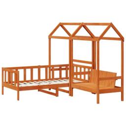 Berkfield Home Day Bed Set 3 pcs Wax Brown Solid Pine Wood - thumbnail 6