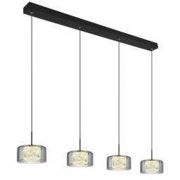 Netlighting Fogsy Bar Pendant Matt Black Smoke Glass Shade 4x LED 4000K - thumbnail 1