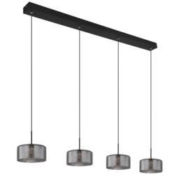 Netlighting Fogsy Bar Pendant Matt Black Smoke Glass Shade 4x LED 4000K - thumbnail 2