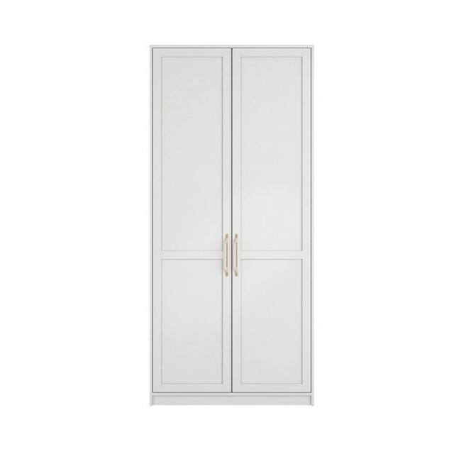 Lemon Pavilion Furniture Austen 2 Door Wardrobe - L58 x W100 x H220 cm - White/Gold Brushed in White - Size: 1 Pack - image 1