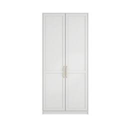 Lemon Pavilion Furniture Austen 2 Door Wardrobe - L58 x W100 x H220 cm - White/Gold Brushed in White - Size: 1 Pack