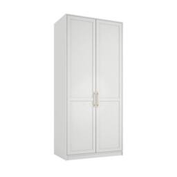 Lemon Pavilion Furniture Austen 2 Door Wardrobe - L58 x W100 x H220 cm - White/Gold Brushed in White - Size: 1 Pack - thumbnail 2