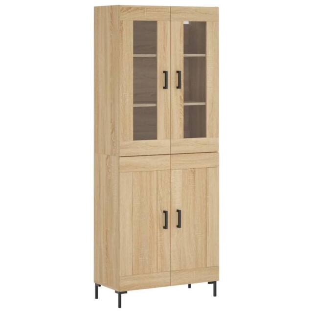 Berkfield Home Highboard Sonoma Oak 69.5x34x180 cm Engineered Wood in Light Tan - image 1