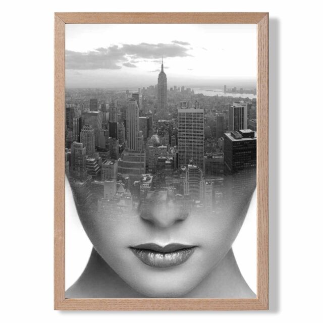 ARTZE Abstract & City Scape Fashion Black & White Photo Framed Print SIZE: A2 with Oak Frame - Size: A4 - image 1