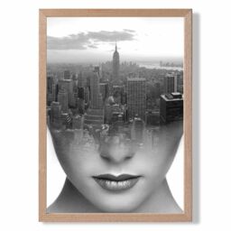 ARTZE Abstract & City Scape Fashion Black & White Photo Framed Print SIZE: A2 with Oak Frame - Size: A4