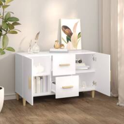 Berkfield Home Sideboard White 100x36x60 cm Engineered Wood - Size: 100 x 36 x 60 cm - thumbnail 7