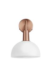 Sleek Opal Glass Dome Wall Light, 8 Inch, White, Copper Holder