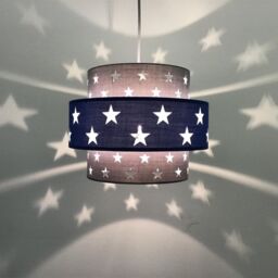 First Choice Lighting Pair of Navy Blue & Grey Star Two Tier Light Shades - thumbnail 6