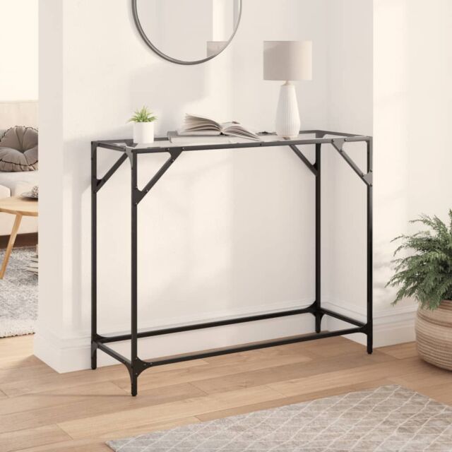 Berkfield Home Console Table with Transparent Glass Top 98x35x81 cm Steel in Gold - Size: 98 x 35 x 81 cm - image 1
