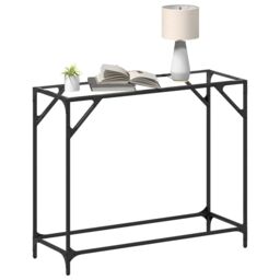 Berkfield Home Console Table with Transparent Glass Top 98x35x81 cm Steel in Gold - Size: 98 x 35 x 81 cm - thumbnail 3