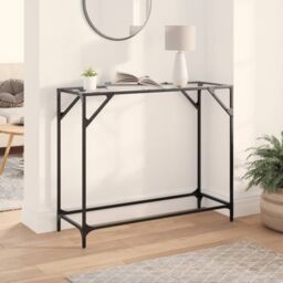 Berkfield Home Console Table with Transparent Glass Top 98x35x81 cm Steel in Gold - Size: 98 x 35 x 81 cm