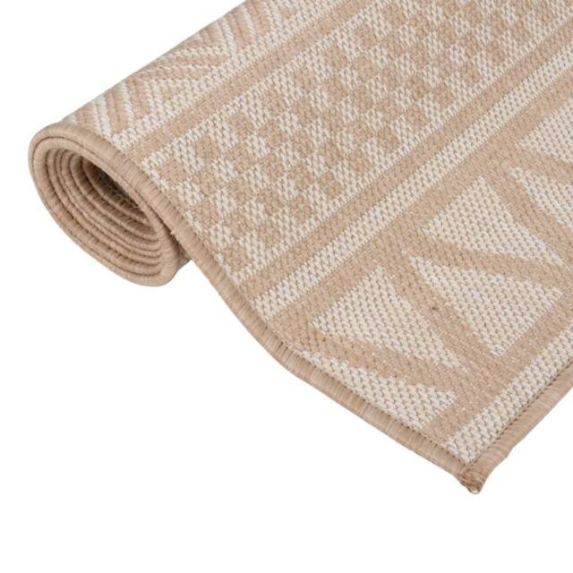 Berkfield Home Outdoor Flatweave Rug 120x170 cm Brown Stripes in Tan - Size: Medium