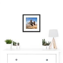 Artery8 Bloker Military USA F-16 Fighter Jet Over Las Vegas 8X8 Inch Square Wooden Framed Wall Art Print Picture with Mount in Black - thumbnail 2