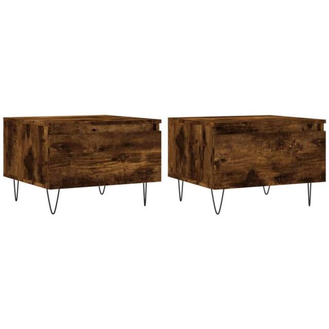 Berkfield Home Coffee Tables 2 pcs Smoked Oak 50x46x35 cm Engineered Wood in Brown - Size: 50 x 46 x 35 cm - image 1