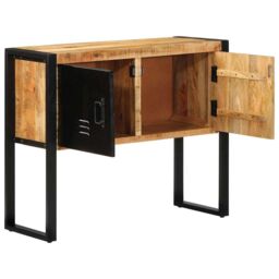 Berkfield Home Console Cabinet 90x35x75 cm Solid Rough Wood Mango in Brown - Size: 90 x 35 x 75 cm - thumbnail 5