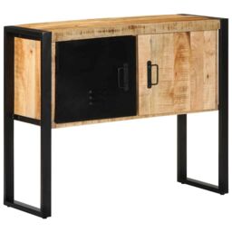 Berkfield Home Console Cabinet 90x35x75 cm Solid Rough Wood Mango in Brown - Size: 90 x 35 x 75 cm - thumbnail 1