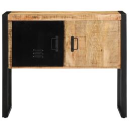 Berkfield Home Console Cabinet 90x35x75 cm Solid Rough Wood Mango in Brown - Size: 90 x 35 x 75 cm - thumbnail 2