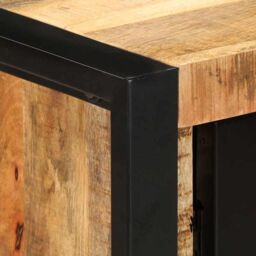 Berkfield Home Console Cabinet 90x35x75 cm Solid Rough Wood Mango in Brown - Size: 90 x 35 x 75 cm - thumbnail 8