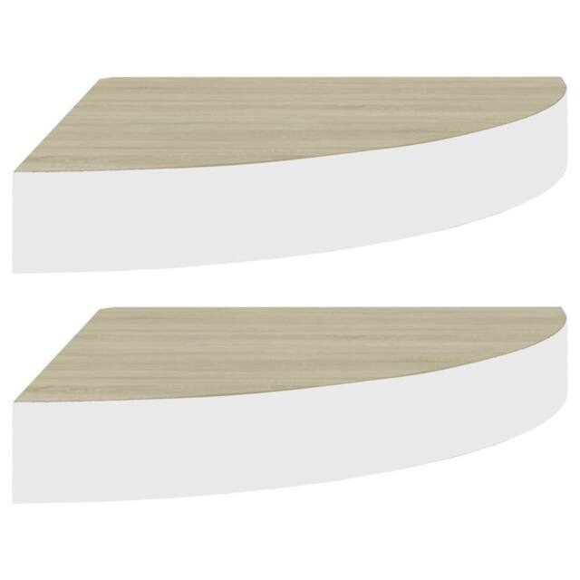 Berkfield Home Wall Corner Shelves 2 pcs Oak & White 25x25x3.8 cm MDF - image 1