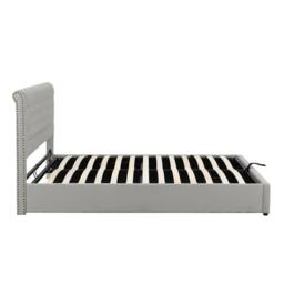 STILVORA 4ft6 Double Upholstered Bed with Storage & Rivets in Grey - thumbnail 7