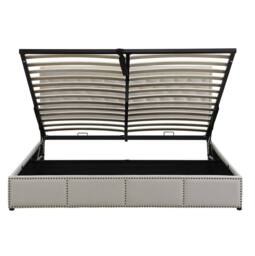 STILVORA 4ft6 Double Upholstered Bed with Storage & Rivets in Grey - thumbnail 8