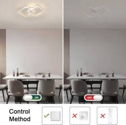 Goeco Modern LED Ceiling Light 42W 64cm Square Acrylic Ceiling Light 4500K in White - thumbnail 6