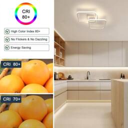 Goeco Modern LED Ceiling Light 42W 64cm Square Acrylic Ceiling Light 4500K in White - thumbnail 7
