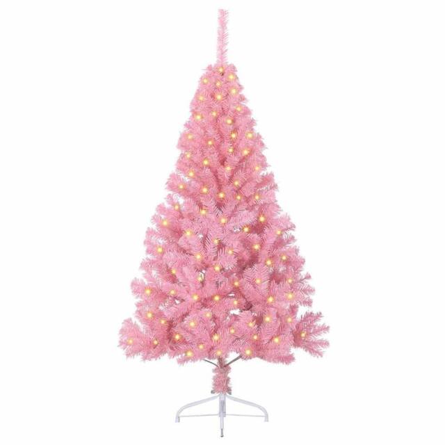Berkfield Home Beautiful Artificial Pre-lit Christmas Tree with 150 LEDs Pink 15 - image 1