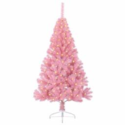 Berkfield Home Beautiful Artificial Pre-lit Christmas Tree with 150 LEDs Pink 15