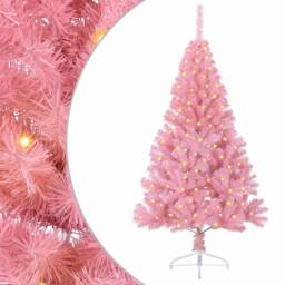 Berkfield Home Beautiful Artificial Pre-lit Christmas Tree with 150 LEDs Pink 15 - thumbnail 3