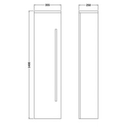 Clifton Grey Gloss Wall Mounted Tall Unit 1400mm High x 355mm Wide - thumbnail 3