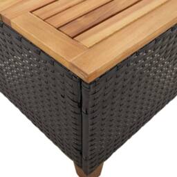 Berkfield Home Garden Table Black 45x45x37 cm Poly Rattan Acacia Wood - Size: 45 x 45 x 37 cm - thumbnail 8