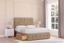"Sloomy Cambridge Naples Divan Base No Drawers-26"" Headboard & 12"" Footboard in Light Brown - Size: Small Double" - thumbnail 2