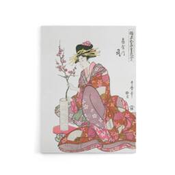 "Artery8 Courtesan Tsukasa Of Ogiya Canvas Wall Art Print Utamaro Kitagawa in Pink - Size: W12"" x H16""" - thumbnail 1