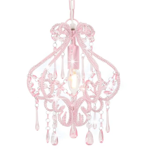 Berkfield Home Ceiling Lamp with Beads Pink Round E14 - image 1