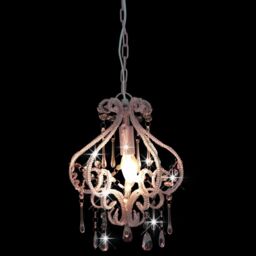 Berkfield Home Ceiling Lamp with Beads Pink Round E14 - thumbnail 2