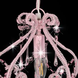 Berkfield Home Ceiling Lamp with Beads Pink Round E14 - thumbnail 5